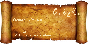 Ormai Éva névjegykártya